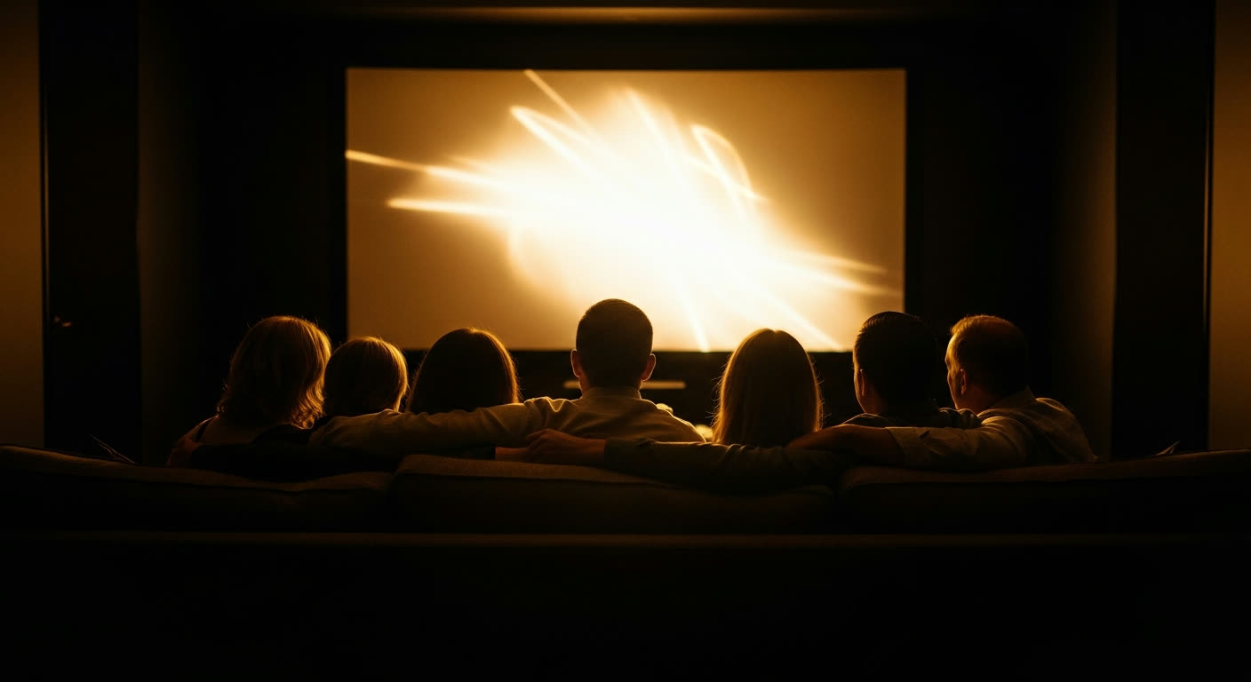 Family watching together in a home cinema